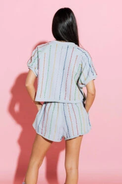 Queen Of Sparkles Grey With Rainbow Pearls Top -Queen of Sparkles qos august 459