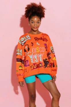 Orange Music Sweatshirt -Queen of Sparkles qos august 470