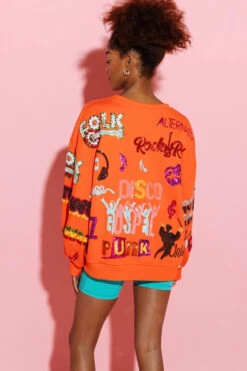 Orange Music Sweatshirt -Queen of Sparkles qos august 475