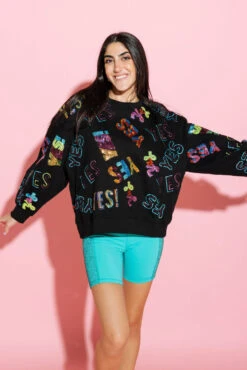 Queen Of Sparkles Black & Rainbow Yes/No Sweatshirt -Queen of Sparkles qos august 482 03e67ddd bb41 4c38 801a a7999cd17fb9