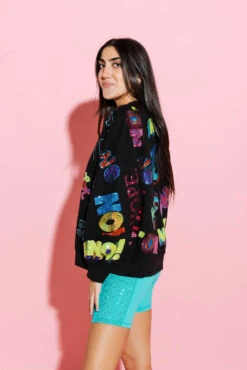 Queen Of Sparkles Black & Rainbow Yes/No Sweatshirt -Queen of Sparkles qos august 484 062d3d41 a7a6 40e3 a482 49ec9f3d9c37