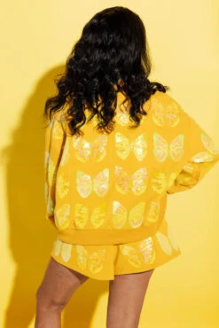 Queen Of Sparkles Yellow Scattered Butterfly Sweatshirt -Queen of Sparkles qos august 516