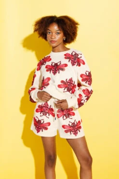 Queen Of Sparkles Tan & Red Bumble Bee Short