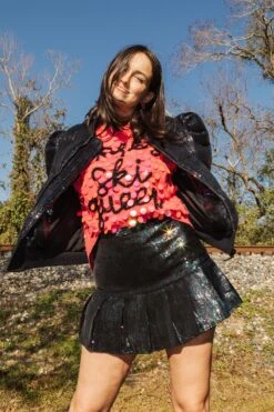 Queen Of Sparkles Black Sequin Flounce Skirt