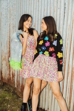 Queen Of Sparkles Neon Sequin Pleat Mini Skirt 5 Queen Of Sparkles Neon Sequin Pleat Mini Skirt -Queen of Sparkles soelstudio QOS 486