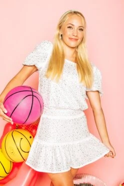 Queen Of Sparkles White Rhinestone Poof Sleeve Top -Queen of Sparkles soelstudio QOS Gameday 1088