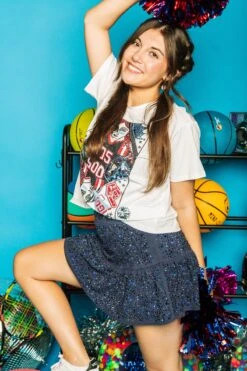 Queen Of Sparkles Navy/Red/Powder Blue Card Tee -Queen of Sparkles soelstudio QOS Gameday 1376