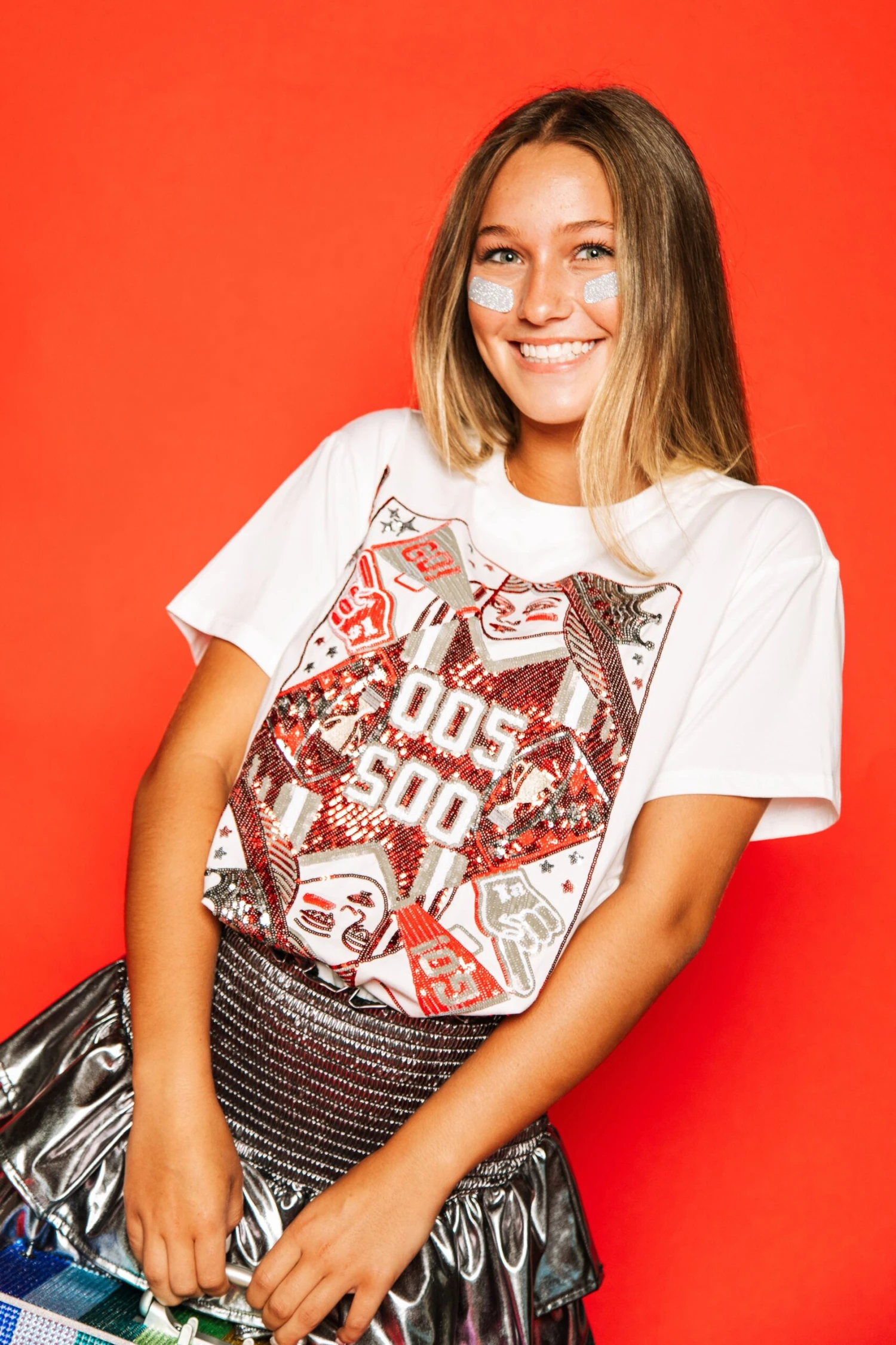 Queen Of Sparkles Red & Silver Card Tee 1 Queen Of Sparkles Red & Silver Card Tee