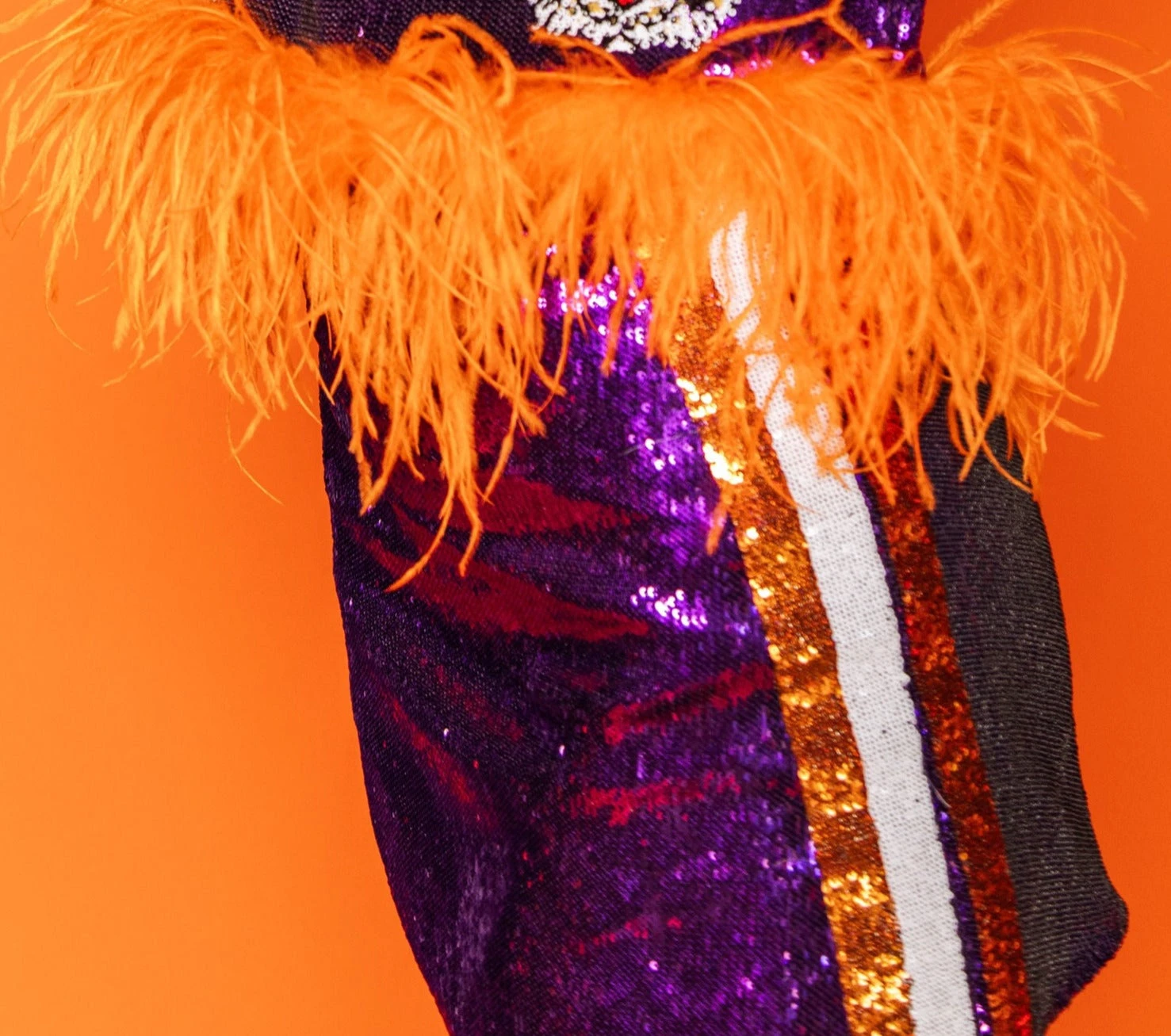 Queen Of Sparkles Purple & Orange Stripe Sequin Skirt 2 Queen Of Sparkles Purple & Orange Stripe Sequin Skirt - Image 2