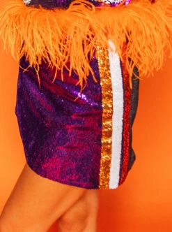 Queen Of Sparkles Purple & Orange Stripe Sequin Skirt 5 Queen Of Sparkles Purple & Orange Stripe Sequin Skirt -Queen of Sparkles soelstudio QOS Gameday 774