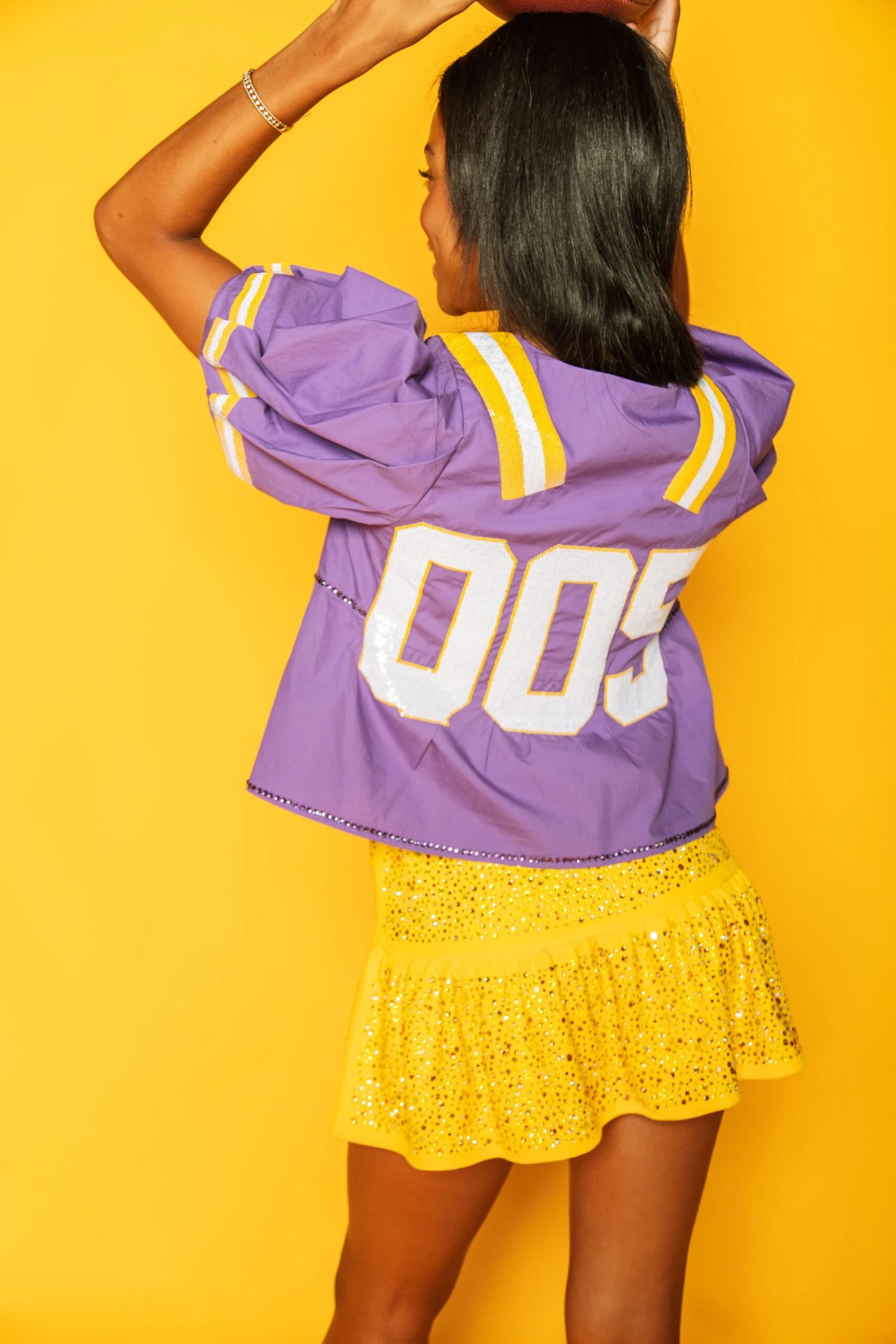 Queen Of Sparkles Purple & Gold QOS Jersey Peplum Top 2 Queen Of Sparkles Purple & Gold QOS Jersey Peplum Top - Image 2