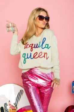 Queen Of Sparkles Light Green Tequila Queen Sweater -Queen of Sparkles soelstudio QOSAug 244