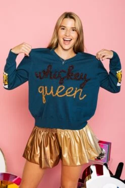 Queen Of Sparkles Bronze & Gold Leather Swing Shorts