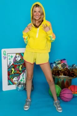 Queen Of Sparkles Yellow Rainbow Side Half Zip Sweatshirt 6 Queen Of Sparkles Yellow Rainbow Side Half Zip Sweatshirt -Queen of Sparkles soelstudio QOSAug 64