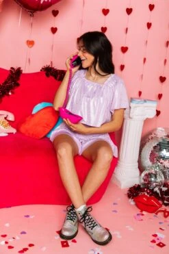 Queen Of Sparkles Lavender Glitter Hearts Flutter Top -Queen of Sparkles soelstudio QOSDEC 115