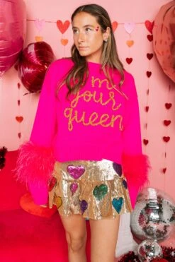 Queen Of Sparkles Gold Hearts Flounce Skort