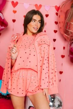 Queen Of Sparkles Pink Heart Jewel Short