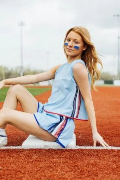 Queen Of Sparkles Light Blue With Red, Blue & White Side Active Short -Queen of Sparkles soelstudio QOSFEB2023 140 b101f208 c8be 4a64 947c 63b55fb72535