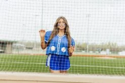 Queen Of Sparkles Royal Blue Peplum Baseball Top -Queen of Sparkles soelstudio QOSFEB2023 145