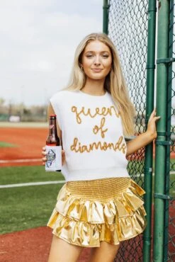 Queen Of Sparkles Gold Queen Of Diamonds Sweater Vest -Queen of Sparkles soelstudio QOSFEB2023 234