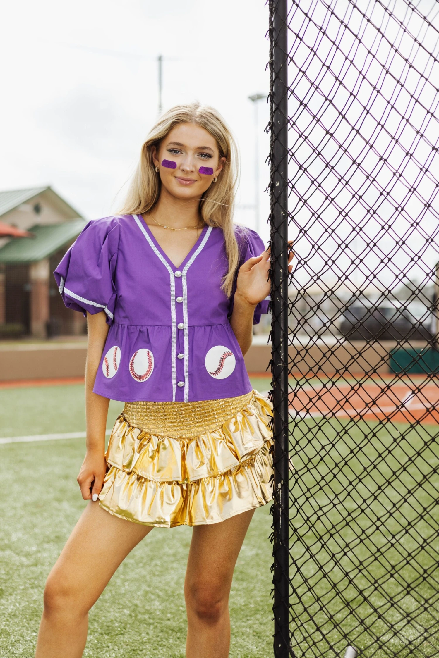 Queen Of Sparkles Purple Peplum Baseball Top 2 Queen Of Sparkles Purple Peplum Baseball Top - Image 2