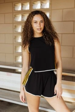 Queen Of Sparkles Black & Gold Side Active Tank 7 Queen Of Sparkles Black & Gold Side Active Tank -Queen of Sparkles soelstudio QOSFEB2023 297