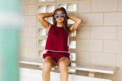 Queen Of Sparkles Maroon & White Side Active Tank -Queen of Sparkles soelstudio QOSFEB2023 306 c7c6d71f 6580 45a3 9752 51105563b33b