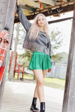 Grey Queen Of Sparkles Cutout Bottom Sweatshirt -Queen of Sparkles soelstudio QOSFEB2023 397