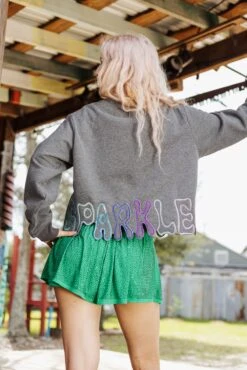 Grey Queen Of Sparkles Cutout Bottom Sweatshirt -Queen of Sparkles soelstudio QOSFEB2023 402