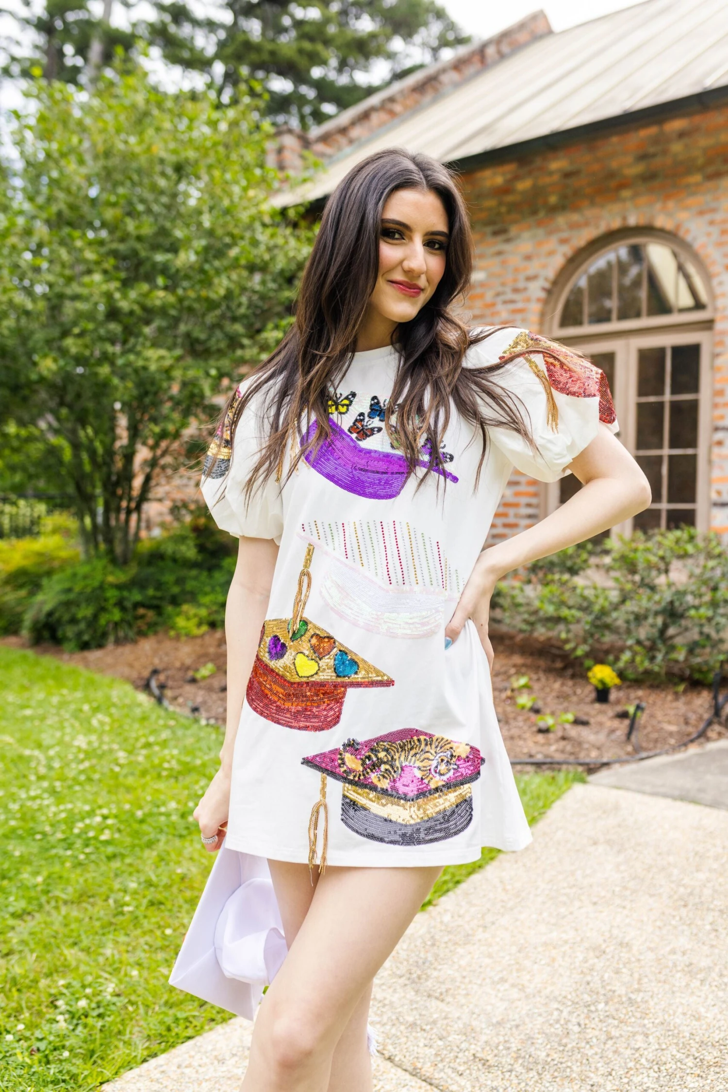 Graduation Hat Poof Sleeve Dress 1 Graduation Hat Poof Sleeve Dress