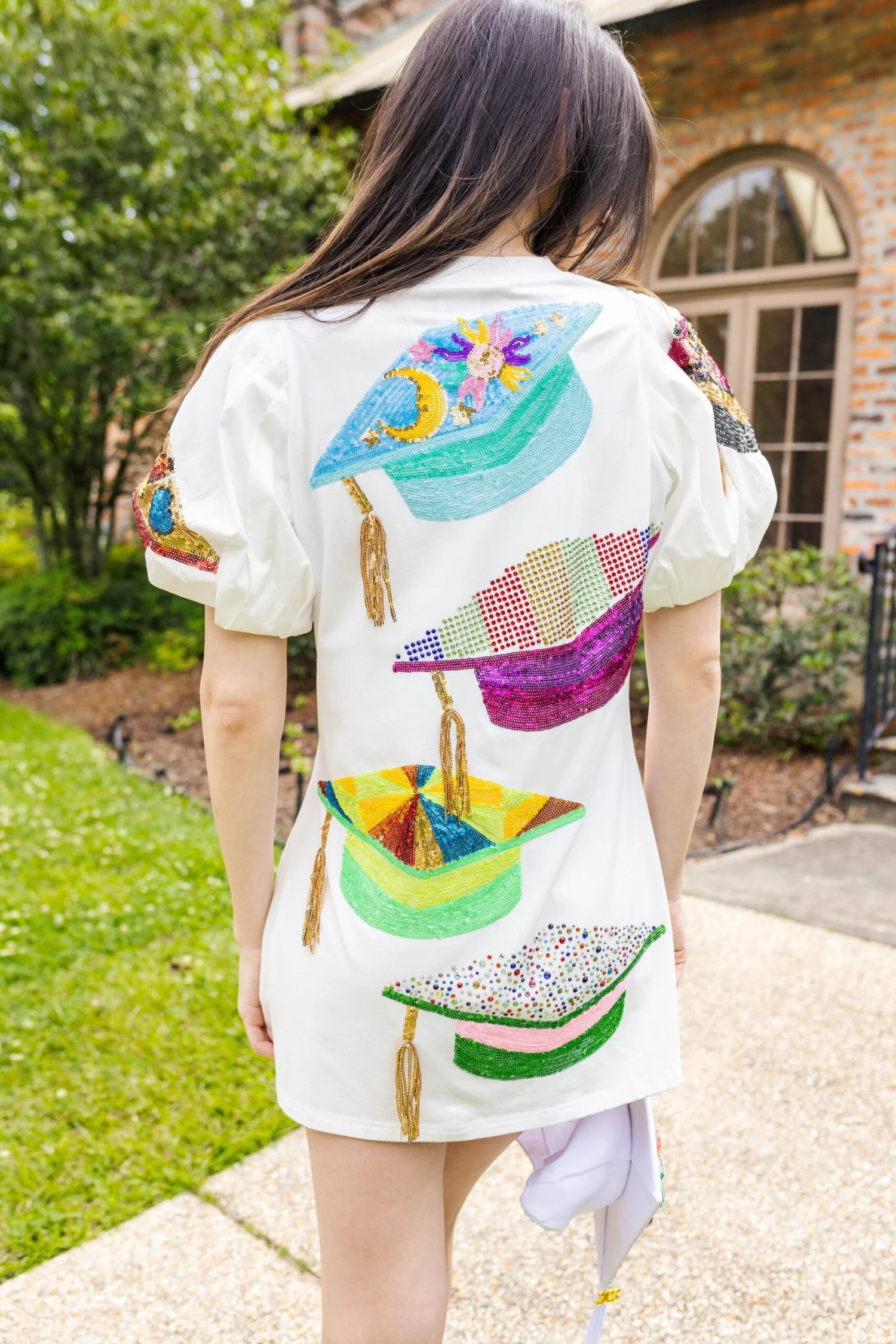 Graduation Hat Poof Sleeve Dress 2 Graduation Hat Poof Sleeve Dress - Image 2