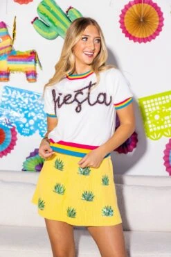 Fiesta Glitter Script SS Sweater