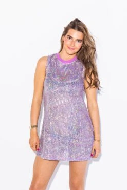 Queen Of Sparkles Lavender Sequin Mesh Tank Coverup -Queen of Sparkles soelstudio QOSAPRIL 569