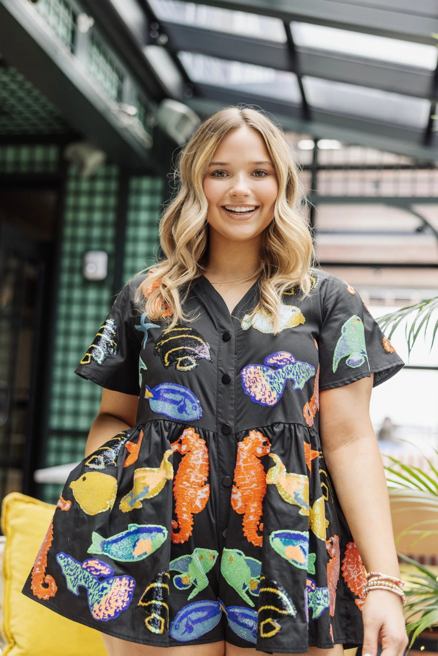 Black Multi Fish Collar Romper 2 Black Multi Fish Collar Romper - Image 2