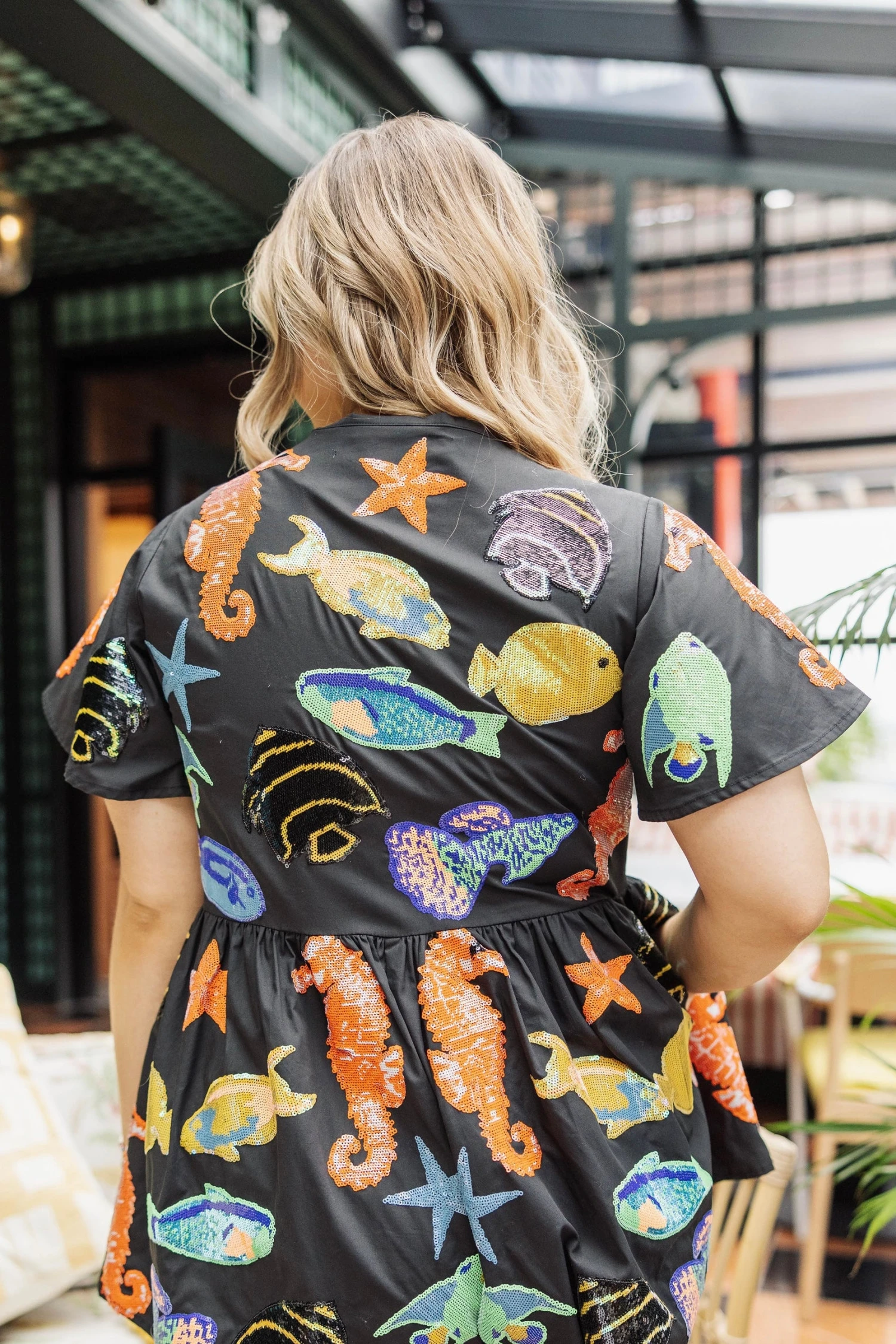 Black Multi Fish Collar Romper 4 Black Multi Fish Collar Romper - Image 4