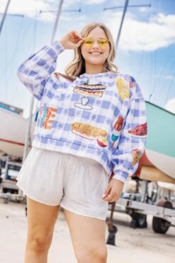 Blue & White USA Picnic Sweatshirt 6 Blue & White USA Picnic Sweatshirt -Queen of Sparkles soelstudio QOSMAY2023 592