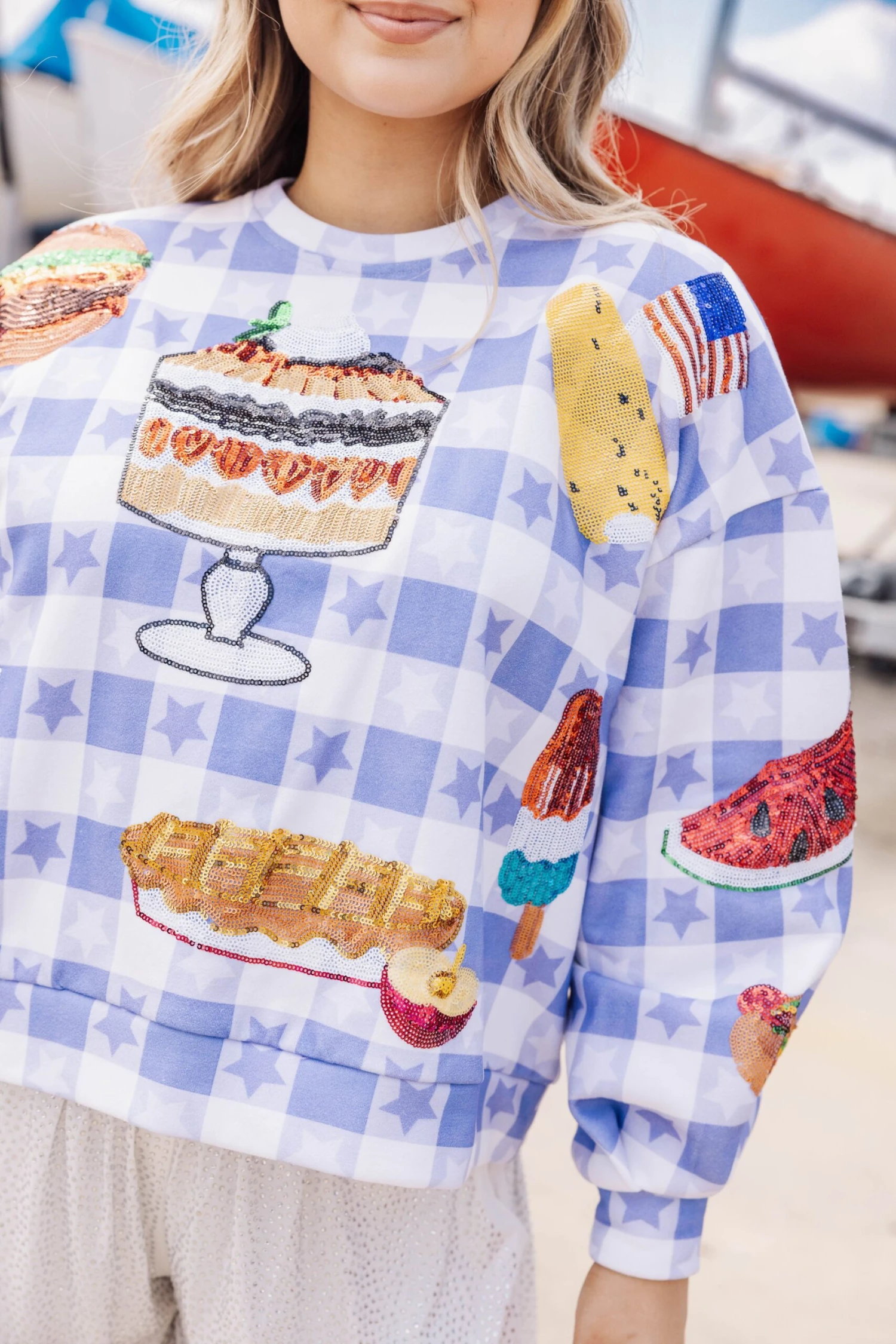 Blue & White USA Picnic Sweatshirt 1 Blue & White USA Picnic Sweatshirt