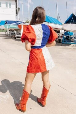 Red, White & Blue Colorblock Star Dress -Queen of Sparkles soelstudio QOSMAY2023 728