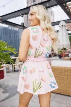 Light Pink Shell All Over Tank -Queen of Sparkles soelstudio QOSMAY2023 82