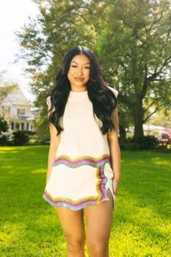 Queen Of Sparkles Beige Rainbow Wavy Skort -Queen of Sparkles soelstudio QOSMarch2023 209 c60b734c 3874 42e5 9144 9eb40d2abfe2