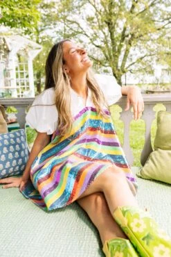 Queen Of Sparkles Colorful Sequin Stripe Bottom Dress 6 Queen Of Sparkles Colorful Sequin Stripe Bottom Dress -Queen of Sparkles soelstudio QOSMarch2023 24