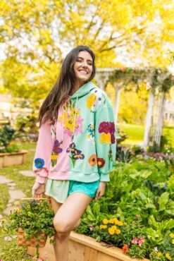 Queen Of Sparkles Pink & Green Bouquet Flowers Oversized Hoodie 7 Queen Of Sparkles Pink & Green Bouquet Flowers Oversized Hoodie -Queen of Sparkles soelstudio QOSMarch2023 498