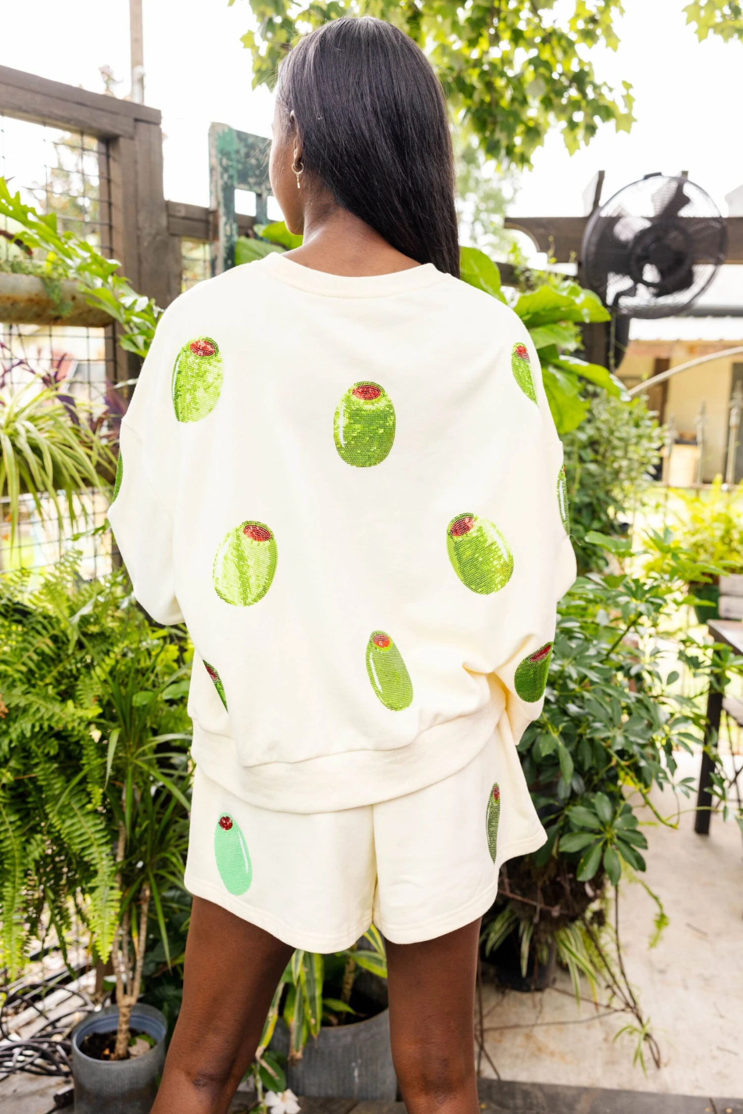 Ivory Olive All Over Sweatshirt 2 Ivory Olive All Over Sweatshirt - Image 2