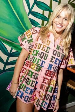 Pink Collar Rainbow Queen Romper