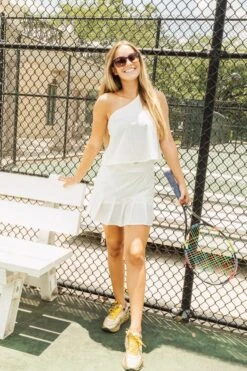 Queen Of Sparkles White Rhinestone Tennis Skort -Queen of Sparkles soelstudio QOS June 603 48d975d0 5674 453f 854e 8267938b93ae