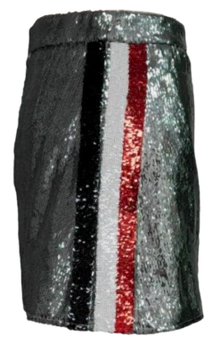 Queen Of Sparkles Grey, Black/Red Sequin Sport Stripe Skirt
